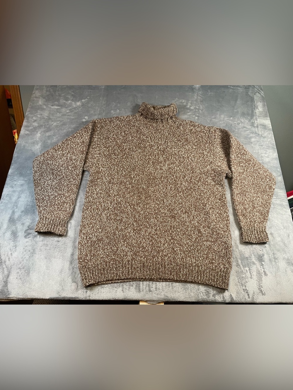 Devold Of Norway 100% Pure Wool Marled Turtleneck Sweater Unisex Large Brown